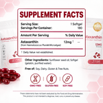 Orvelia Astaxanthin key benefits and third-party testing certifications graphic
