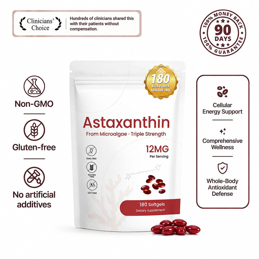 Orvelia Astaxanthin 12mg — Triple-Strength Antioxidant Softgels, 180 Count